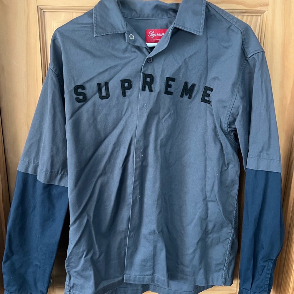Supreme Men's Two-Tone Gray and Blue Jacket